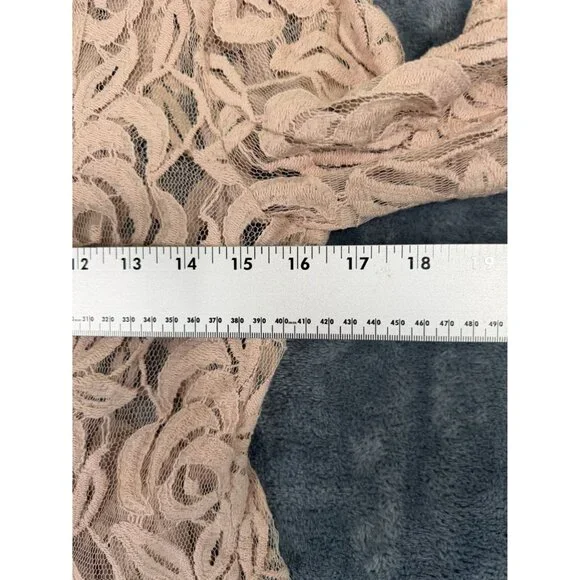 INC Womens Small Lace Jacket Beige Floral Long Sleeve Full Zip - Picture 7 of 8